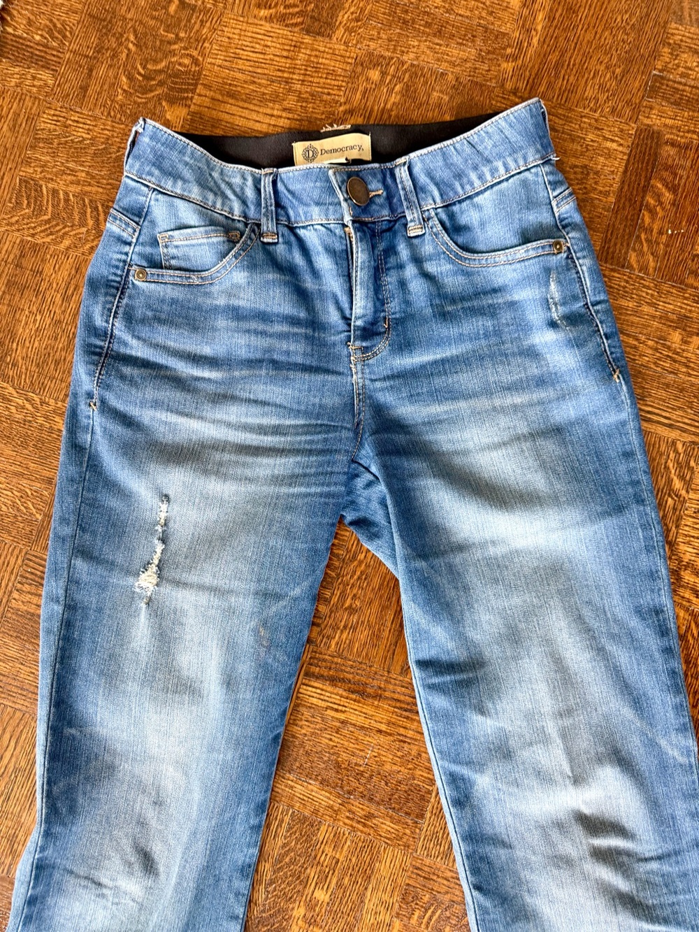 Democracy Light Blue Skinny Jeans with Subtle Distress